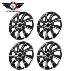 Sunion175538 Autopartsunion 4 Pc 16 Inch Hub Caps 2-tone Abs Plastic Black Silver Rim Covers For All Models