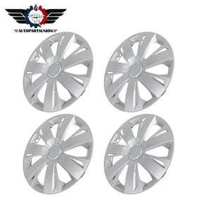 Autopartsunion Sunion175540 4x 16 Inch Wheel Hub Caps 1-tone Abs Plastic Silver Rim Covers Fits All Makes Models