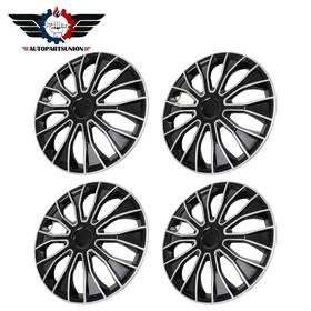 Sunion175541 Autopartsunion 4x 15 Inch Wheel Hub Caps Plastic Black Silver Rim Covers For All Makes Models