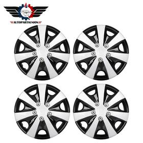 Sunion177404 Autopartsunion 4 X 15 Inch Black Silver Wheel Hub Caps For All Makes Models Cover Kit