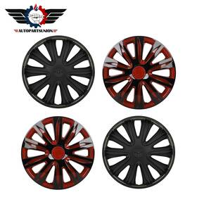 Sunion178713 Autopartsunion 4 X 16 Inch Wheel Hub Caps Black Red Snap On For R16 Tire And Rim Covers Kit