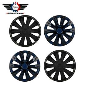 Sunion178714 Autopartsunion 4x 15 Inch Wheel Hub Caps Black Blue Snap On For R15 Tire And Rim Covers Kit