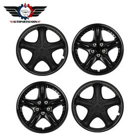 Sunion178741 Autopartsunion 4 Pcs 14 Inch Wheel Hub Caps Black Snap On For R14 Tire And Rim Covers Kit