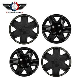 Sunion178762 Autopartsunion 4 Pc 13 Inch Wheel Hub Caps Black Snap On For R13 Tire And Rim Covers Kit