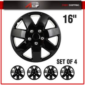 Auto178732puppy Autopuppy 16 Inch Set Of 4 Black Wheel Covers Full Rim Snap On Hub Caps Fit R16 Tire And