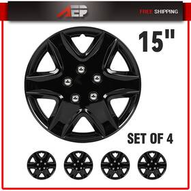 Auto178764puppy Autopuppy 15 Inch Set Of 4 Black Wheel Covers Full Rim Snap On Hub Caps Fit R15 Tire And