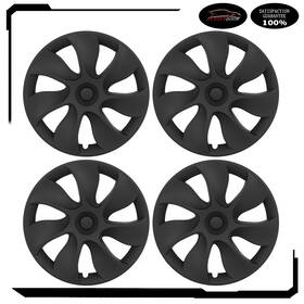 Atd175363 Autoutdoor 4x Matte Black Hub Caps 19 Inch Full Wheel Cover Durable For Tesla Model Y 2021-22