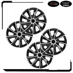 Atd175537 Autoutdoor 4pc 15 Inch Hub Caps 2-tone Abs Plastic Black And Silver Rim Covers For All Models