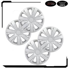 Atd175540 Autoutdoor 4pc 16 Inch Silver Hub Caps 1-tone Abs Plastic Rim Covers Fits All Makes Models