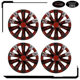 Atd178713 Autoutdoor 4pc 16 Inch Wheel Hub Caps Black Red Snap On For R16 Tire And Rim Covers Kit