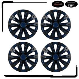 Atd178714 Autoutdoor 4pc 15 Inch Wheel Hub Caps Black Blue Snap On For R15 Tire And Rim Covers Kit
