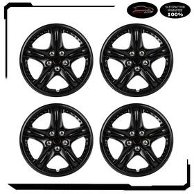 Atd178741 Autoutdoor Set Of 4 14 Inch Wheel Hub Caps Black Snap On For R14 Tire And Rim Covers Kit