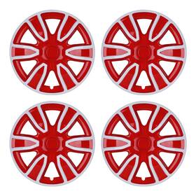 Wj-5087-wr-15 Autowiki 15 Inch Wheel Covers Snap On Universal Full Hub Caps Tire Steel Rim Red R15 Set Of 4