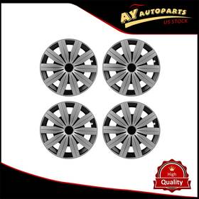 Autopart178708 Ay Autoparts 4 Pcs 13 Inch Universal Wheel Hub Caps Black And Silver Cover Trim Kit