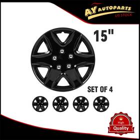 Autopart178764 Ay Autoparts 4 Pcs 15 Inch Universal Wheel Hub Caps Black Cover Trim Kit