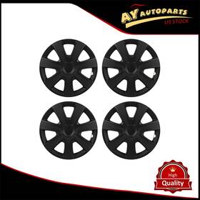 Autopart178933 Ay Autoparts 4 Pcs 16 Inch 7 Spoke Hub Cap Wheel Cover Black Trim Kit For All Makes Models