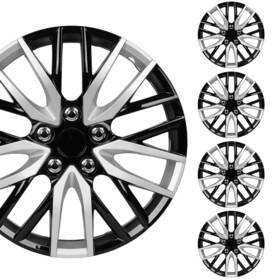 Bdk 826942001208 4-pack Premium Black/silver Hubcaps 16 Inch Wheel Rim Cover Hub Caps