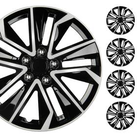 Bdk Kt-1073-16-s/ib Hubcaps 16 Inch Set Of 4 Snap On Wheel Rim Covers Black Silver Replacement
