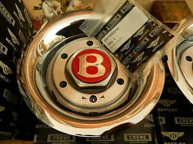Rh3321-a Bentley S.c. Hub Cap For Chrome Wheels 9.5 X 18inch Red B Badge New Nla