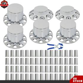 Ber351735 Berliii Chrome Hub Cap Kit Front Wheel 2 Rear 4 33mm Flat Head Lug Nuts