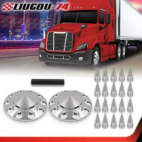 Big057377 Big-wheel Fit For Chrome Semi Truck 33mm Front Hub Cover Nut Covers Spiked Silver