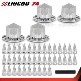 Big288520 Big-wheel Fits Rear 33mm Nut Covers With Spiked Removable Caps Semi Truck Hub Cover Set