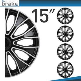 Br175541d Brakeautor 4x 15 Inch Wheel Covers Snap On Full Hub Caps Fits R15 Tire And Steel Rim Silver Black