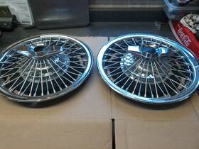 01364273 Buick Wheel Covers Pair 1965-1967 Special 14 Inch Wire Spoke Spinner Hubcaps