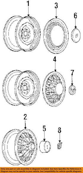 01632243 Cadillac Used Wheel Cover Fits 1989 Brougham Wire Type Grade A