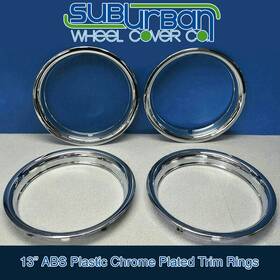 1514p Cci 14 Inch Chrome Abs Plastic Trim Rings / Beauty 1 3/4 Depth # New Set/4