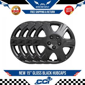 42215blk2 Cci Set Of 4 Black 15 Inch Hub Caps Wheel Covers 6 Spoke Star Full Tire Rim Lug Hubs New