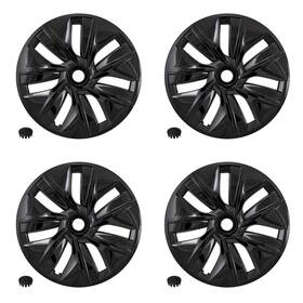 56619blk Cci Wheel Covers Hubcaps Replica For 2020 2024 Tesla Model Y 19 Inch Gloss Black 4pcs