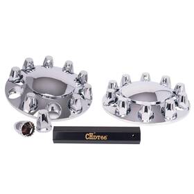 Kwa-c01-f2 Chdt66 Complete Chrome Wheel Cover Set 33mm Lug Nut Covers For Semi Trucks 2 Front