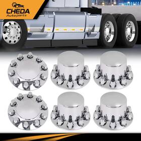 Gpl19800 Cheda 6pcs Chrome Hub Cover Semi Truck Wheel Axle Covers 33mm Front And Rear Kit