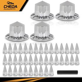 Gpl288520 Cheda Fits Rear 33mm Nut Covers With Spiked Removable Caps Semi Truck Hub Cover Wheel Set