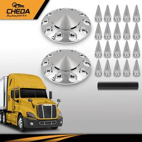 Gpl666597 Cheda 33mm Front Hub Wheel Cover Nut Covers Spiked Silver Fit For Chrome Semi Truck