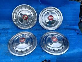 987587 Chevrolet Vintage 1957 Chevy Bel Air 150/210 Three Bar Spinner Hubcaps Wheel Covers Set
