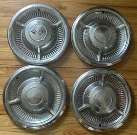 Chv58 Chevrolet Set Of 4 1958 Bel Air Impala Hubcaps Wheel Cover Crossed Flags