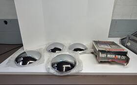 8-8400 Chieftain Automotive Products Vintage Triple Chrome Plated Baby Moon Hub Caps 10.5 Inch Parts