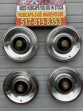 2530164 Chrysler 1965 Imperial Gold /red Accentsbeautiful 15 Inch Hubcaps4 Rare Oem Stainless