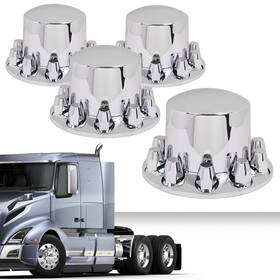 Cnnell0720-151 Cnnell 4pcs Rear Wheel Axle Hub Covers Semi Truck Silver Hubcaps Kits 33mm Lug Nuts