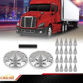Cnnella-69 Cnnella0605014 2x Front Hub Cover Set Chrome Semi Truck Wheel 33mm Nut Covers Spiked