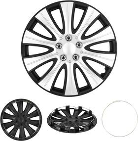 Cbk-hp140-16-ks Cobra-tek 16 Inch Wheel Cover Hub Caps Rim Full Set Black Silver Abs Plastic Snap On Universal