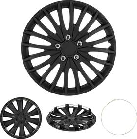 Cbk-hp147-16-k Cobra-tek 16 Inch Universal Wheel Cover Hub Caps Rim Full Set Shadow Black Abs Plastic Snap On