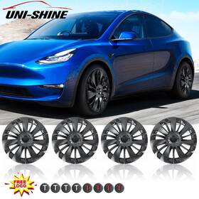 Co-jg-tsl-lgzb-93y Colight 4pcs For Tesla Model Y Wheel Cover 19 Inch Symmetrical Matte Black Hubcaps Logo