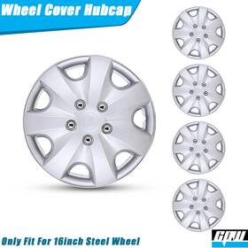 Wj-5051-a-16 Cpw 16 Inch Hubcaps Wheel Covers Snap On Silver Hub Caps Fit R16 Tire And Steel Rim