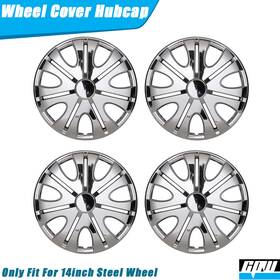 Wj-5082-c-14 Cpw 14 Inch 4 Hubcaps Chrome Wheel Covers Snap On Full Hub Caps Fit R14 Tire And Steel Rim