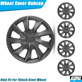 Wj-5084-bp-16 Cpw Wj-5084-bp-16/cnum 16 Inch 4 Wheel Covers Hub Caps Fit R16 Tire And Steel Wheels Black Matte