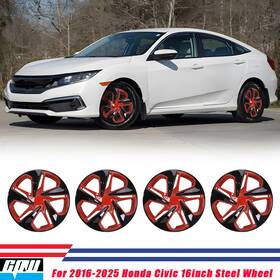 Wj-5103-brb-16 Cpw 16 Inch Hubcap Red And Black Lacquer Wheel Covers For 2016-2025 Honda Civic Sedan