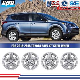 Wj-5107-b-17 Cpw 17 Inch Silver Hubcap Wheel Covers Snap On Full Hub Caps For 2013-2018 Toyota Rav4